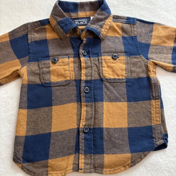 The Childrens Place Infant Boys Plaid Long-Sleeve Button-Up Shirt Size 0-3M - Picture 3 of 7